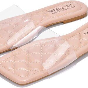 Cape Robbin Women's Transparent Slide Sandals - Slip-On Mule Shoes (Keko) 7 Nude